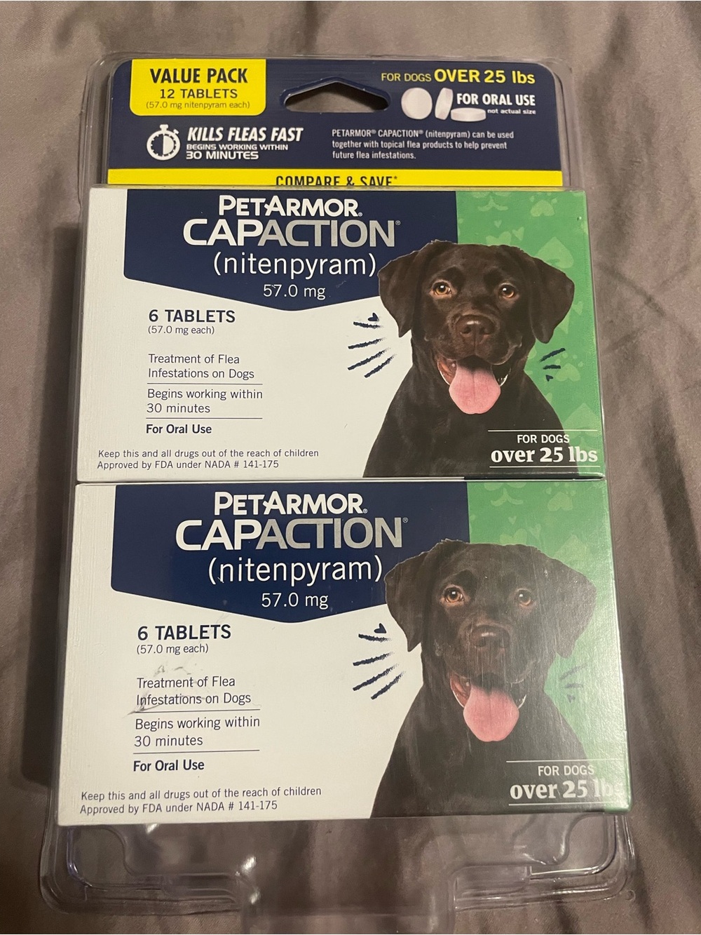 CapAction (nitenpyram) 57 mg Flea Treatment Tablets for Dogs - 6x4